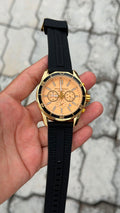 Armani Exchange Sport Chronograph Gold Tone Peach Dial Black Strap Watch