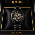 Rado DiaStar Skeleton Full Black Gold Hands Men's Watch