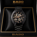 Rado DiaStar Skeleton Full Black Rose Gold Hands Men's Watch