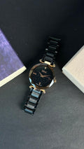Women's Black Starry Dial Gold Stainless Steel Watch