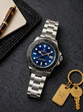 Rolex Blue Dial Silver Stainless Steel Yacht-Master Style Watch