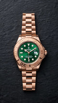 Rolex Green Dial Rose Gold Stainless Steel Yacht-Master Style Watch