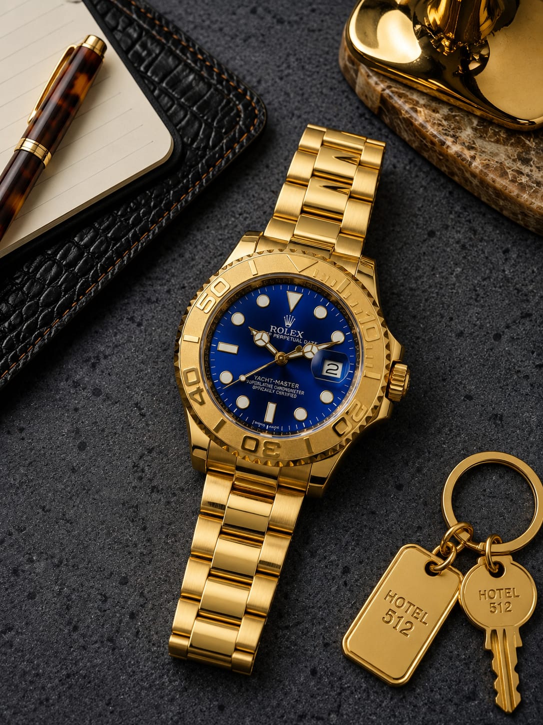 Rolex Blue Dial Gold Stainless Steel Yacht-Master Style Watch