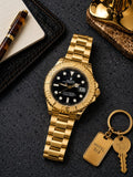 Rolex Black Dial Gold Stainless Steel Yacht-Master Style Watch