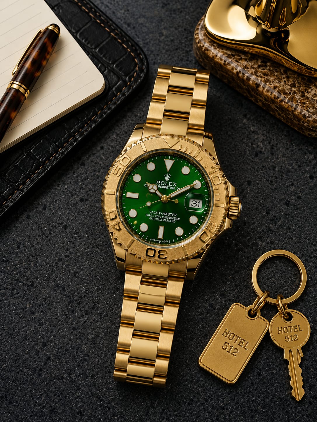 Rolex Green Dial Gold Stainless Steel Yacht-Master Style Watch