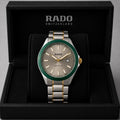 Rado Silver Dial Green Bezel Two-Tone Stainless Steel Luxury Watch