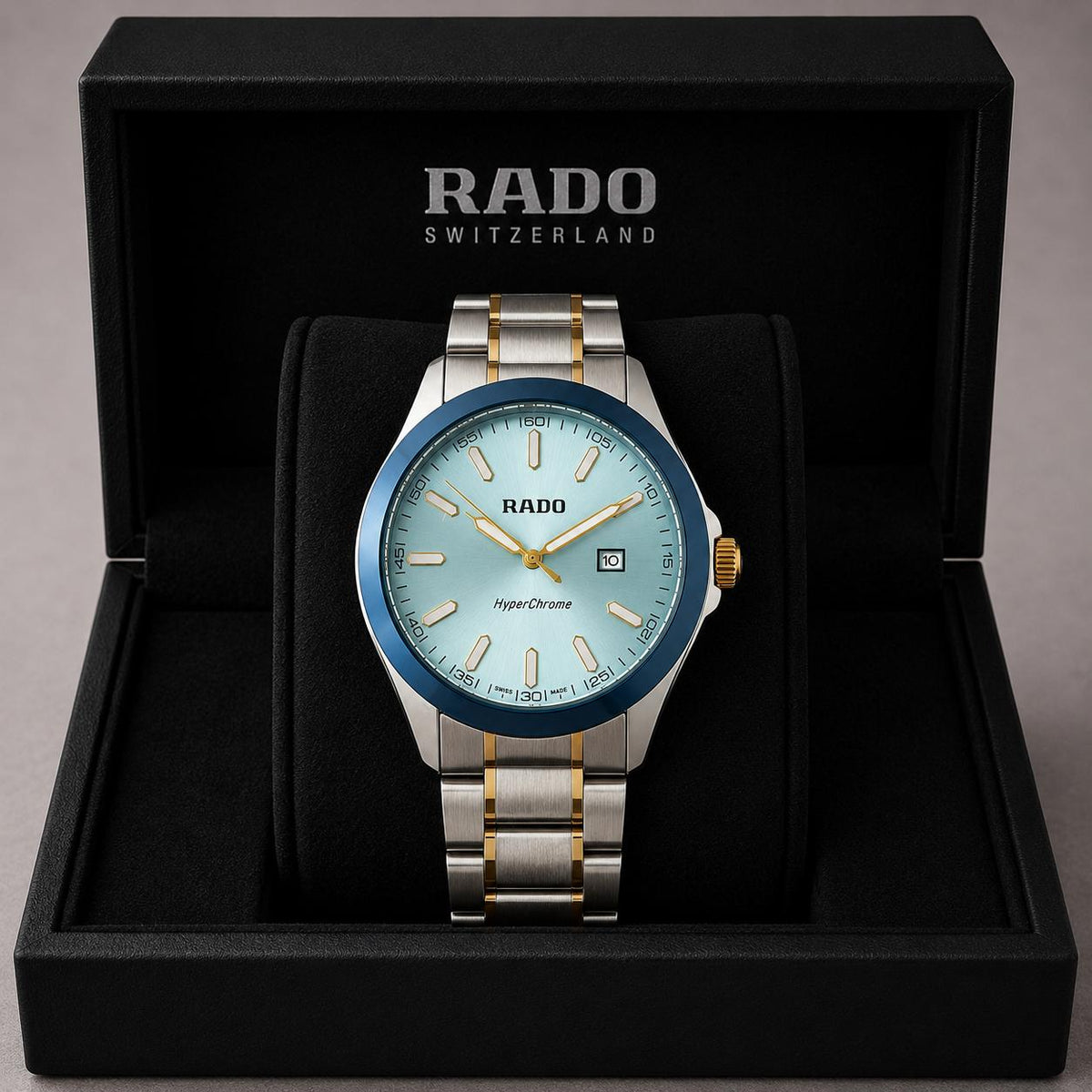 Rado Mint Blue Dial Blue Bezel Two-Tone Stainless Steel Luxury Watch
