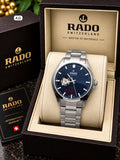Rado Blue Dial Silver Stainless Steel Automatic Open Heart Watch