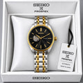 Seiko Black Dial Two-Tone Stainless Steel Automatic Open Heart Watch