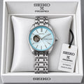 Seiko Light Blue Dial Stainless Steel Automatic Open Heart Watch