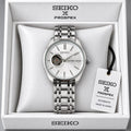 Seiko White Dial Stainless Steel Automatic Open Heart Watch