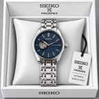 Seiko Blue Dial Stainless Steel Automatic Open Heart Watch
