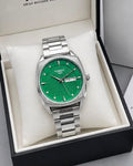 Tissot PRX Green Dial Day-Date Silver Tone Luxury Swiss Watch