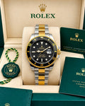Men's Black Dial Two-Tone Gold & Silver Dive Watch