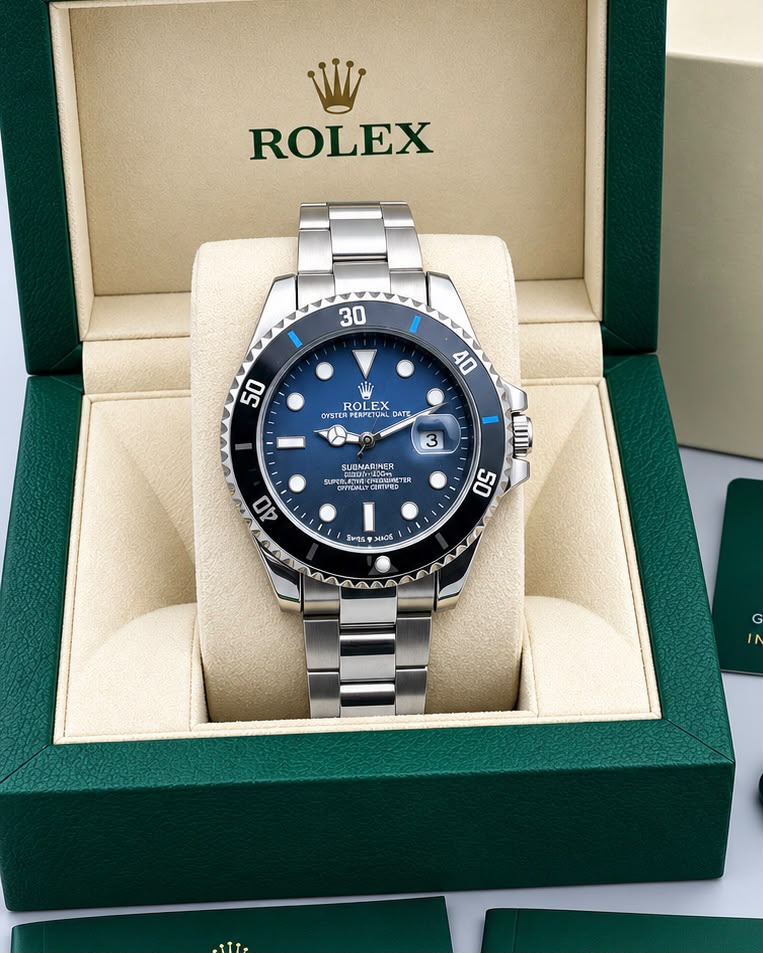 Rolex Submariner Blue Dial Blue & Black Bezel Silver Watch