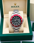 Rolex Submariner Black Dial Red Bezel Silver Watch
