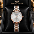Emporio Armani Women’s Silver Dial Crystal-Studded Two-Tone Watch