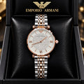Emporio Armani Gray Dial Crystal-Studded Two-Tone Watch