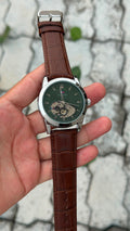 Tommy Hilfiger Automatic Classic Luxury Watch – Green Silver Dial & Brown Leather Belt
