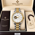 Patek Philippe Geneve Automatic Classic Luxury Watch - White dial Two tone Belt