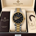 Patek Philippe Geneve Automatic Classic Luxury Watch - Black dial Two tone Belt