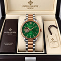 Patek Philippe Geneve Automatic Classic Luxury Watch - Green dial Two tone Belt