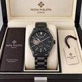 Patek Philippe Geneve Automatic Classic Luxury Watch - Black Dial Black Belt