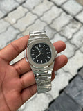 Patek Philippe Black Dial Silver Stainless Steel Nautilus Watch