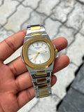 Patek Philippe White Dial Two-Tone Gold Stainless Steel Nautilus Watch