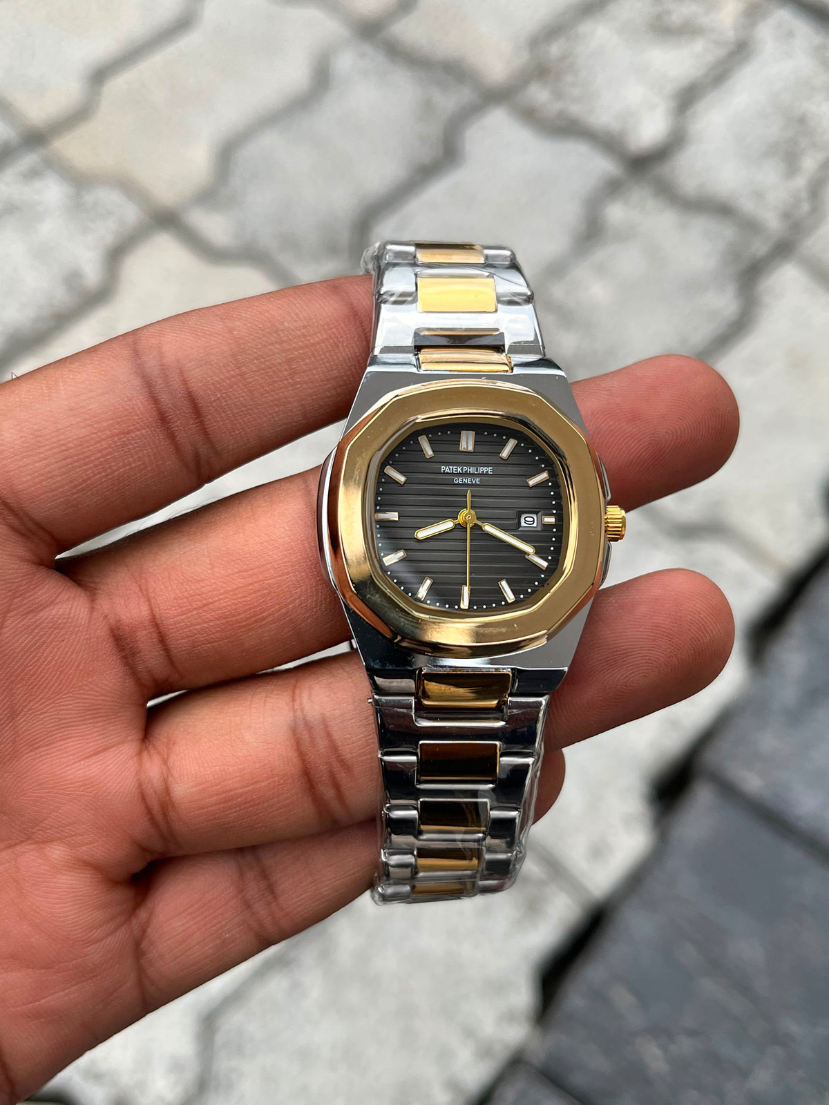 Patek Philippe Black Dial Two-Tone Gold Stainless Steel Women’s Nautilus Watch
