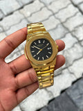 Patek Philippe Black Dial Gold Stainless Steel Nautilus Watch