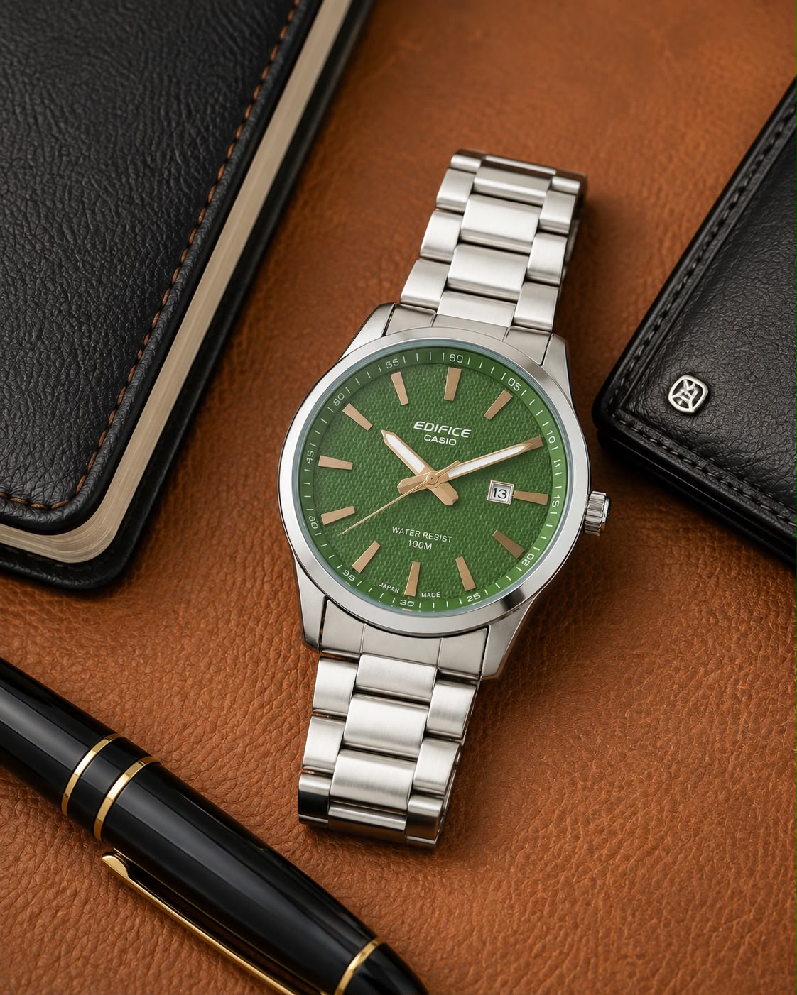 Casio Edifice EFV-100D-1AV Green Dial Watch For Men