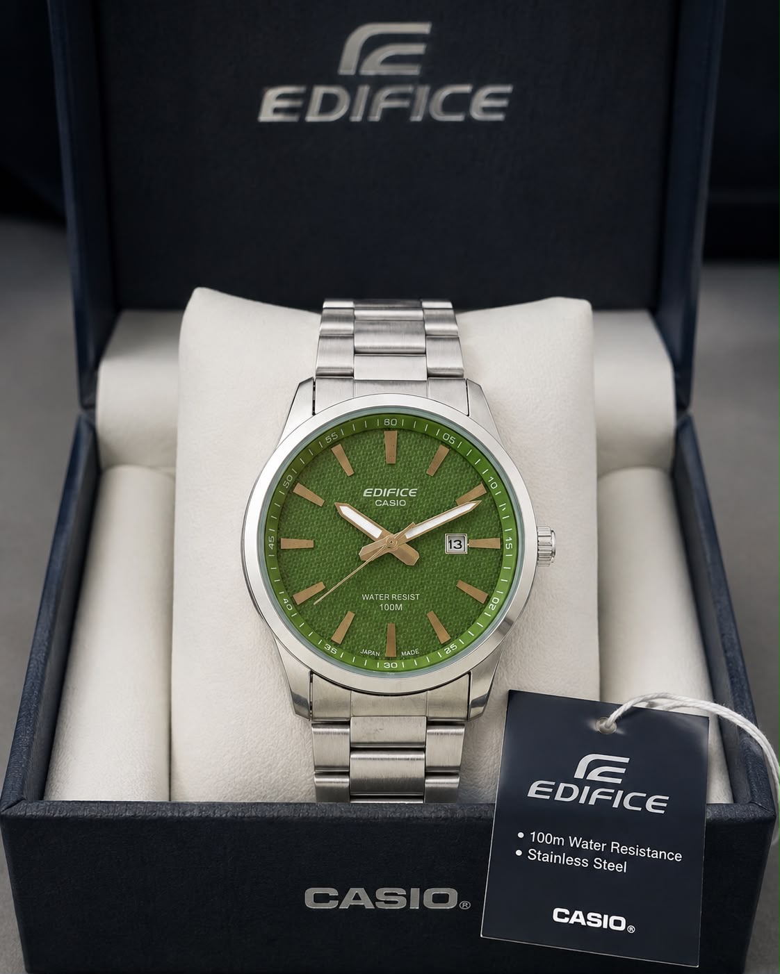 Casio Edifice EFV-100D-1AV Green Dial Watch For Men