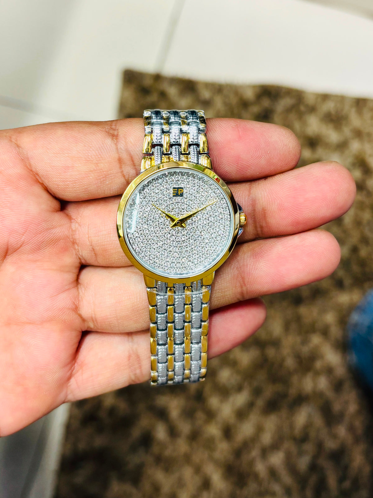 Earth Pride Diamomd Studded Two Tone Women's Watch