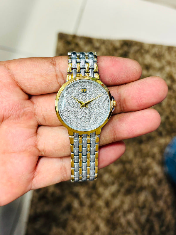 Earth Pride Diamomd Studded Two Tone Women's Watch
