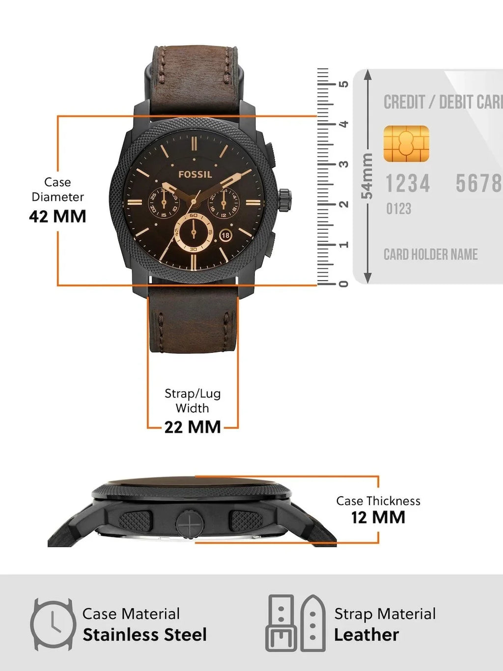 Fossil Chronograph Brown Leather Belt Men's Watch