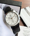 Tissot Chronograph Silver Bezel Black Leather Strap Watch For Men