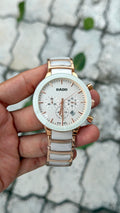 Rado White & Rose Gold Chronograph Watch