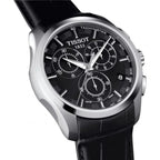 Tissot Multi Functional Chronograph Black Leather Strap Watch For Men