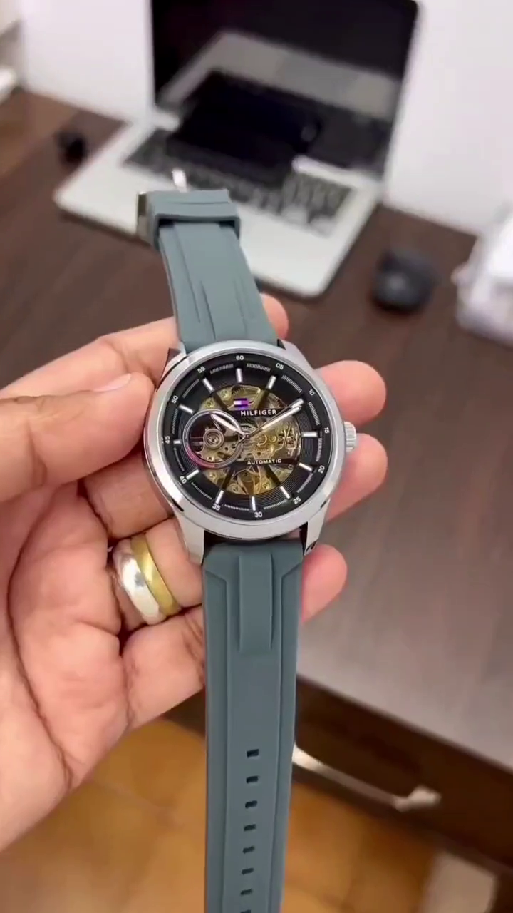 Tommy Hilfiger Automatic Silicone Rubber Belt Men's Watch