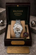 Tommy Hilfiger Men’s Automatic Skeleton Watch Stainless Steel white silver Color Mechanical Wrist Watch